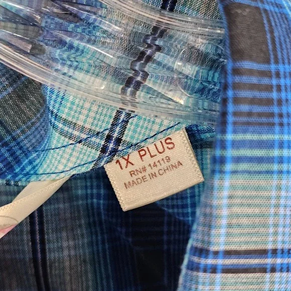 Cumberland Outfitters Western Shirt Womens 1X Plus Multi Plaid Cowboy Pearl Snap - Picture 6 of 8